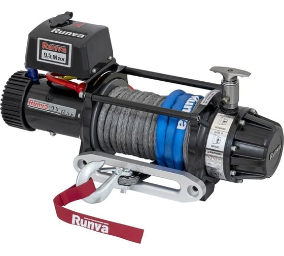 Электрическая лебёдка Runva 12V 9500 lbs 4350 кг влагозащищенная, комбин. роспуск, синт. трос EWB9500MAX-Q-SSRMAC