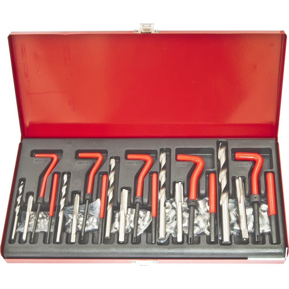 НаборприспособленийдлявосстановлениярезьбыЭВРИКАМ5х0.8,М6х1.0,М8х1.25,М10х1.5,М12х1.75ER-86718