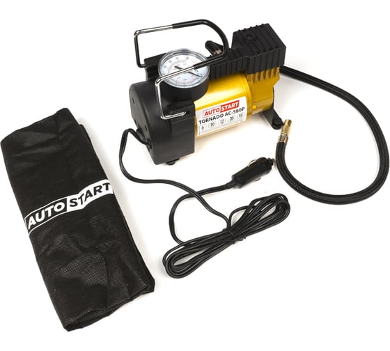 Автомобильный поршневой компрессор TopAuto AUTOSTART TORNADO 35 л/мин, до 6 Атм/90PCI АС-580P 1