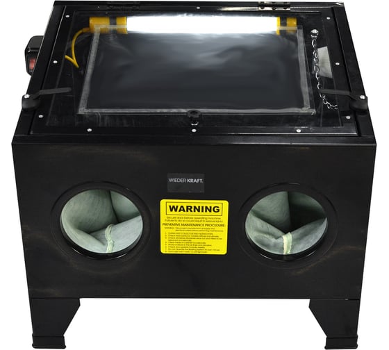 Пескоструйная камера WIEDERKRAFT 90 л, в комплекте, с электрокорундом WDK-KR6 20 кг WDK-82090K