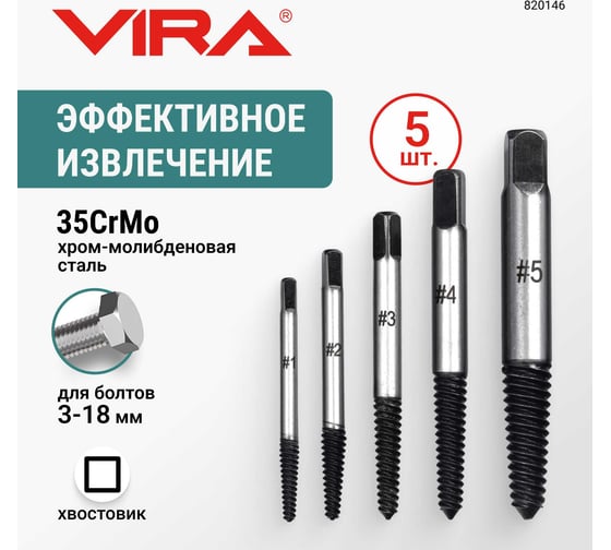 Набор экстракторов VIRA 5 шт. 820146