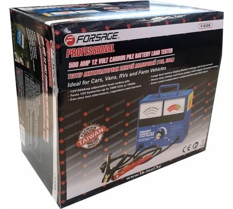 Тестер аккумуляторных батарей, генераторов и пускового тока Forsage аналоговый, 12 В, 500 А F-8309(47199)
