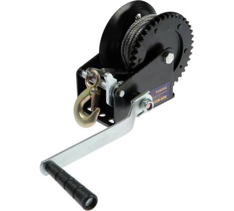 Ручная барабанная лебедка ТУНДРА тяговая, 1400 кг, металлический трос 10 метров 1002767