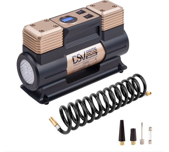 Двухцилиндровый компрессор DSV Smart, с LED фонарем, 75 л/мин 12 В, цифр. манометр 226000