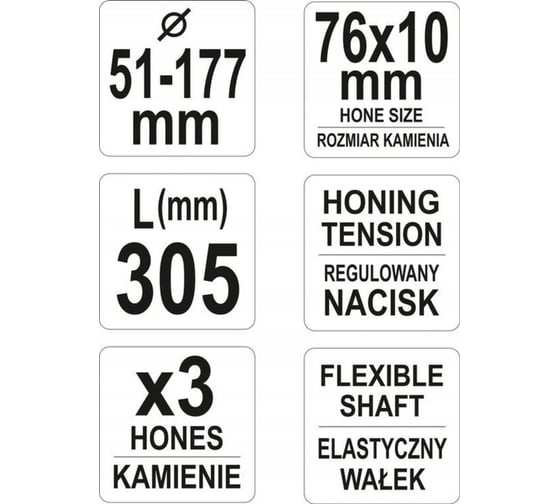Хон для расточки цилиндров YATO 51-177 мм YT-05812