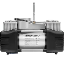 Металлический компрессор SKYWAY 60 л/мин 2х поршневой с крокодилами СОЮЗ в сумке 10 АТМ S02001025