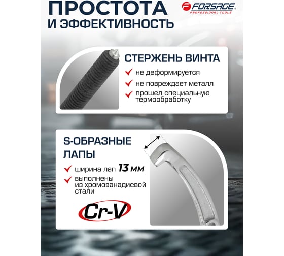Двух-трехзахватный переставной съемник Forsage 4 (Ø захвата 20-100 мм, глубина захвата 98 мм, длина лап 137 мм, ширина лап 13 мм, лапы S-образные) F-A6590604(59897)