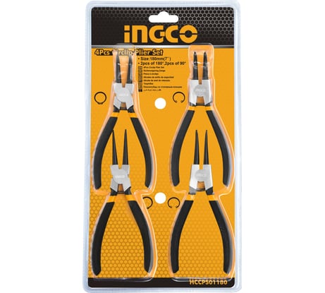 Набор съемников стопорных колец INGCO 180 мм, 4 предмета HCCPS01180