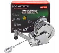 Лебедка ручная барабанная Rockforce 540 кг, стальной трос, диаметр троса 4 мм, длина троса 8 м RF-KB-S-1200(59185)