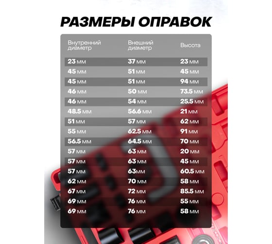 Съемник сайлентблоков и подшипников JBC с комплектом оправок, набор 21 предмет JBC-921T2(61086)