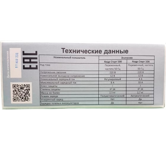 Зарядное устройство СТАРТ Кедр 10 А ZUKS10A