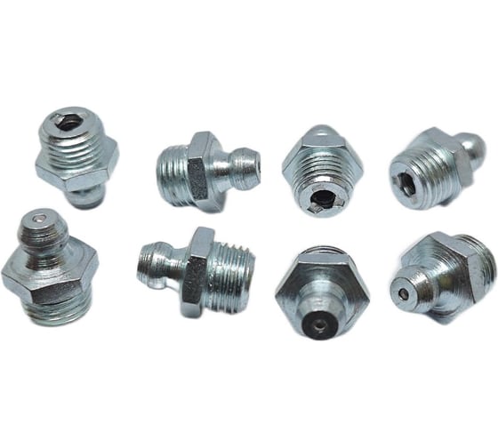 Пресс-масленка прямая оц. H1 R1/8NPT, комплект 10 шт., оцинкованная сталь, Европейский стандарт DIN71412, MasloSmenka 010119-10