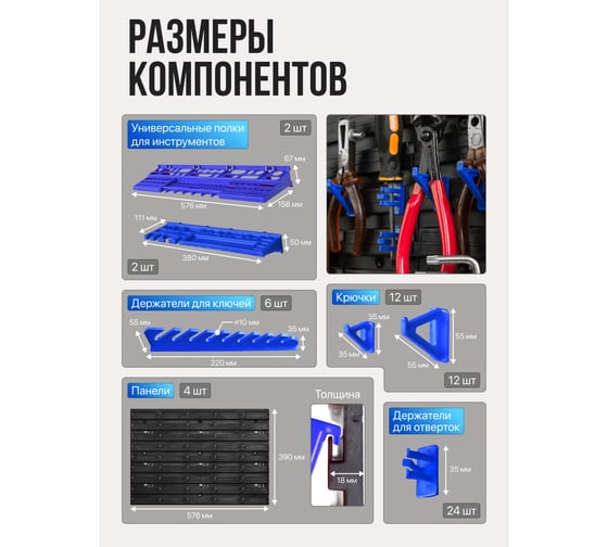 Панель пластмассовая настенная для инструментов Forsage F-PST2307(61307)