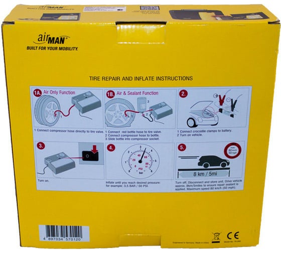 Автомобильный компрессор AIR MAN ResQ Max Tire Repair Kit герметик в комплекте 4897034570120