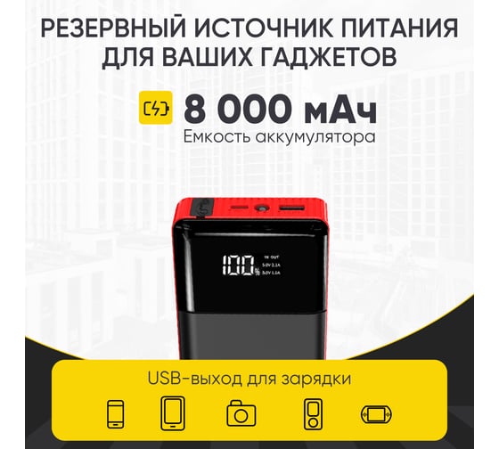 Пусковое устройство iCarTool 12В, 8 000 мАч, 200/400А IC-JSD08N