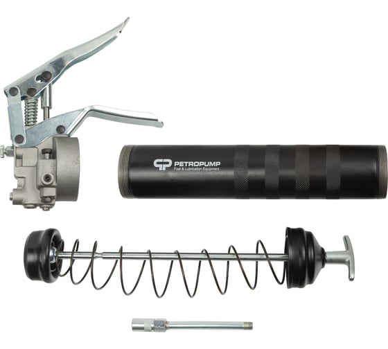 Шприц пистолетного типа для смазки Petropump 500см3, 1/8" BSPT, 130 бар, стальная трубка с насадкой, 1,3 г/ход PP100330