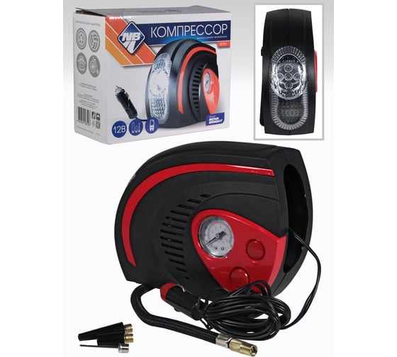 Компрессор Nova Bright АК-25 до 25 л/мин., 100 PSI, 12 В, LED-фонарь 47161
