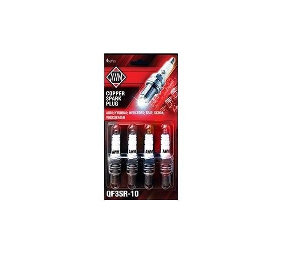 Свеча AWM QF3SR-10 для Volkswagen/Audi/Mercedes/Seat/Skoda, медь, 4 шт. 410090027