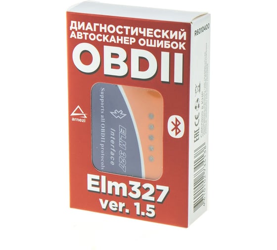 Автомобильный диагностический сканер ARNEZI OBDII, ELM 327 Bluetooth, V1.5 R6010400