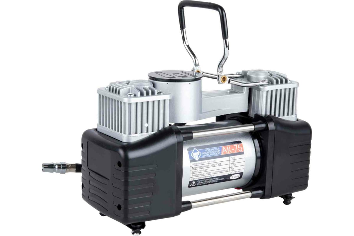 Компрессор АК-75 Nova Bright двухпоршневой, до 75 л/мин., 140 PSI, 12 В ...