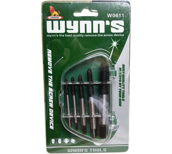 Набор экстракторов WYNNS Tools 5 шт: 3-6, 6-8, 8-11, 11-14, 14-18 мм, 2 набора W0611(2) 00-00000366