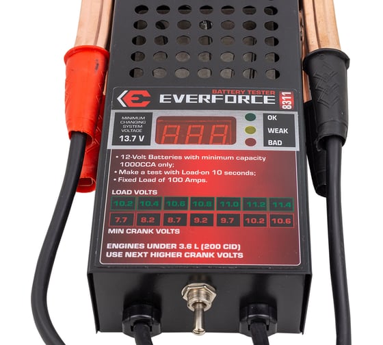 Тестер аккумуляторных батарей цифровой EVERFORCE 12V, 100A, 200Ah EF-8311(65120)