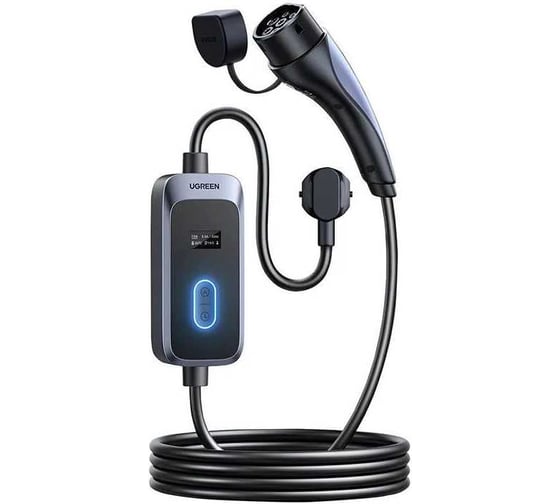 Зарядное устройство для электромобиля Ugreen EV706 25832 Electric Vehicle Portable Charger 16A 3.68kW с цифровым дисплеем с сумкой, 5м, черный/серый 25832_
