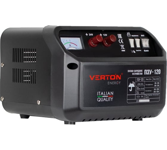 Пуско-зарядное устройство VERTON Energy ПЗУ-120 12/24 В, 20-400 Ач., 3.6 кВт 01.5985.5992