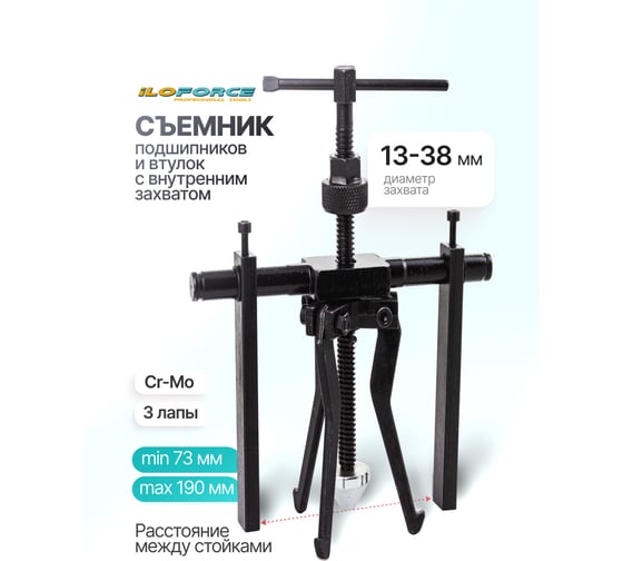 Съемник подшипников и втулок с внутренним захватом iLOFORCE (расст. между стойками 73-190мм, длина стойки 130мм) IF-66620(61754)