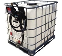 Мини АЗС из Еврокуба BIGTARA ref 1000 л (поддон ref, заправочный комплект 24 В, 60л/мин, счётчик, ручной топливораздаточный пистолет) CN459-21RR