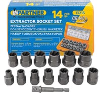 Головки-экстракторы для поврежденных болтов/гаек Partner набор 14 предметов PA-1321S(65734)