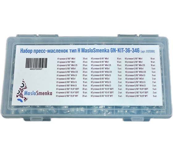 Набор пресс-масленок MasloSmenka 36 типов / 346 предметов в кейсе GN-KIT-36-346 (MS) 012008 1
