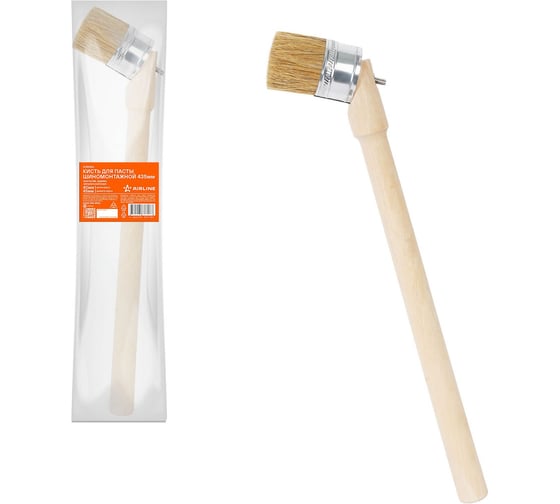 Кисть для пасты шиномонтажной Airline 435мм, изогнутая, дерево, натуральный ворс 40мм, d45мм ATRK842 1