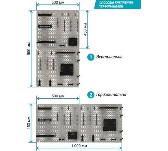 Система хранения для творчества и рукоделия Unico Metall Набор №15 на перфопанелях 220093
