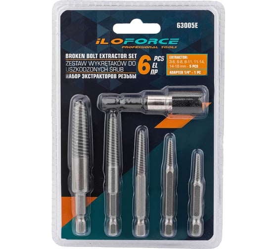 Набор экстракторов резьбы iLOFORCE 6 предметов IF-63005E(62676) 1
