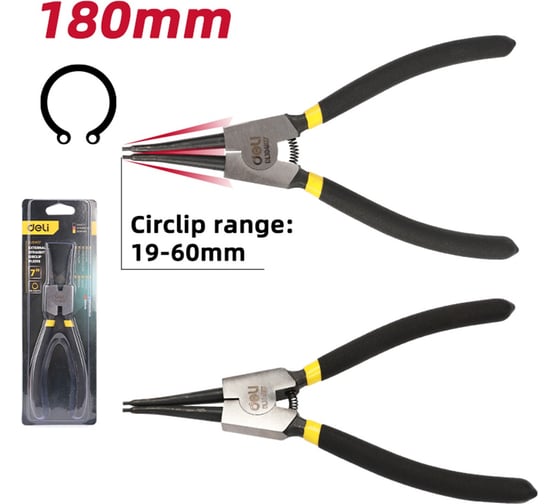 Прямой съемник внешних стопорных колец 175мм  DL104107 (обливная рукоять) DELI 211514 1