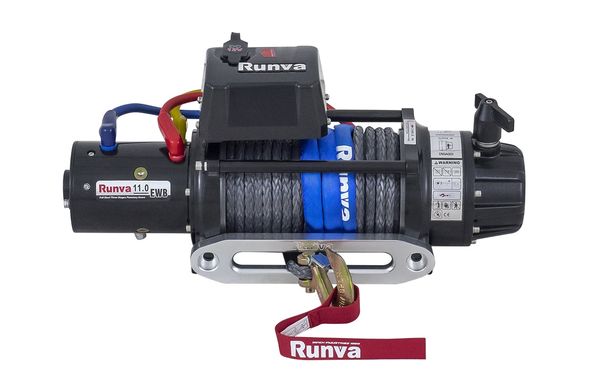 Лебёдка автомобильная электрическая 12V Runva 11000 lbs 5000 кг (влагозащищенная) синтетический трос