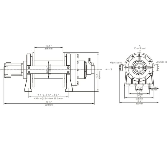 Гидравлическая лебёдка RUNVA 20000 lbs 9072 кг HWX20000YD