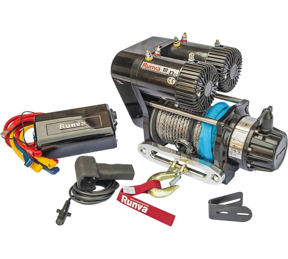Автомобильная электрическая лебёдка RUNVA 12V 10000 lbs 4500 кг двухмоторная EWS10000SR