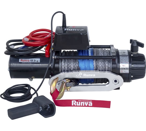 Электрическая лебёдка RUNVA 24V 12500 lbs 5670 кг влагозащищенная синтетический трос EWB12500SSR24V