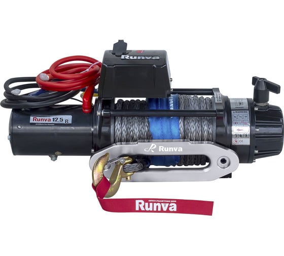 Электрическая лебёдка RUNVA 24V 12500 lbs 5670 кг влагозащищенная синтетический трос EWB12500SSR24V
