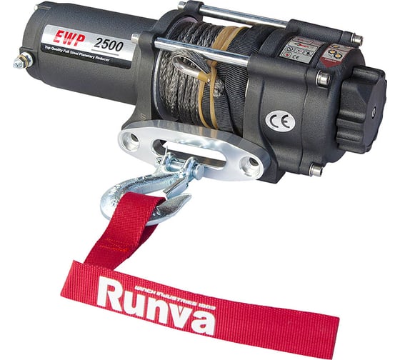 Электрическая лебёдка RUNVA 12V 2500A lbs 1140 кг синтетический трос EWP2500ASR