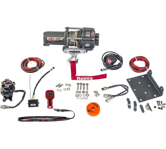 Электрическая лебёдка RUNVA 12V 2500A lbs 1140 кг синтетический трос EWP2500ASR