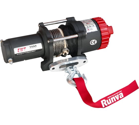Электрическая лебёдка RUNVA 12V 3500A lbs 1588 кг синтетический трос EWT3500ASR
