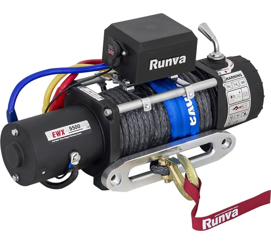 Электрическая лебёдка RUNVA 24V 9500 lbs 4350 кг синтетический трос EWX9500SR EWX9500SSR24V