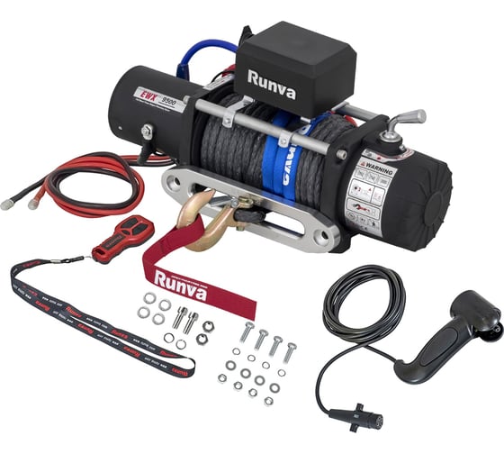 Электрическая лебёдка RUNVA 24V 9500 lbs 4350 кг синтетический трос EWX9500SR EWX9500SSR24V