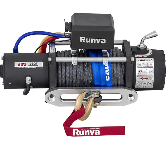 Электрическая лебёдка RUNVA 24V 9500 lbs 4350 кг синтетический трос EWX9500SR EWX9500SSR24V