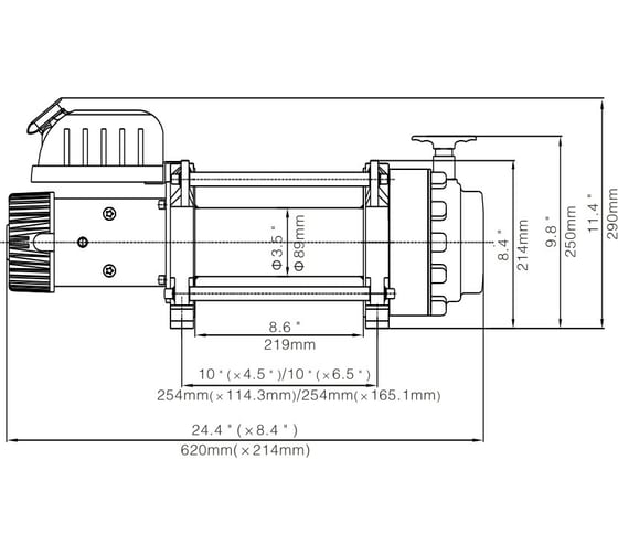 Электрическая лебёдка RUNVA индустриальная 12V 17500 lbs 7930 кг EWN17500U