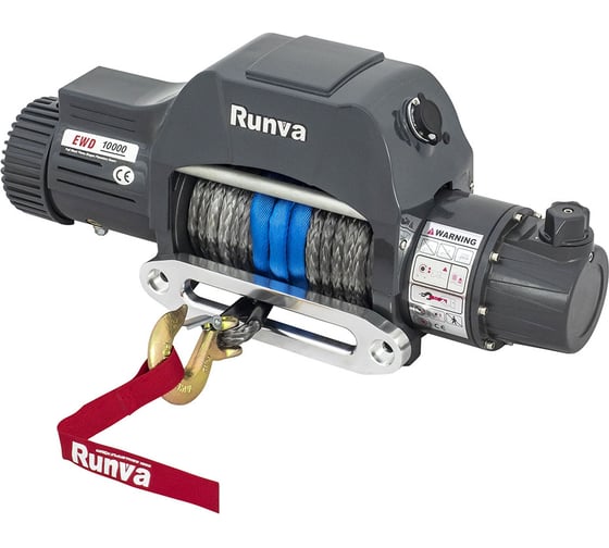 Электрическая лебёдка RUNVA двухскоростная 12V 10000 lbs 4500 кг синтетический трос EWD10000SR
