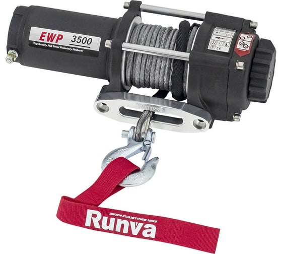 Электрическая лебёдка RUNVA 12V 3500A lbs 1588 кг синтетический трос EWP3500ASR